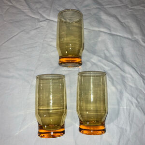 Vintage Amber Glass Drinkware Set of 3 One Size